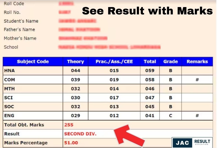 Once you click on submit, your Jharkhand Board Result 2025 will be displayed on the screen. Good luck!